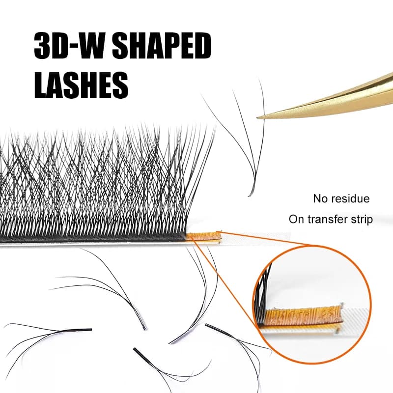 3D W forma előre elkészített volume legyező műszempilla extensionök