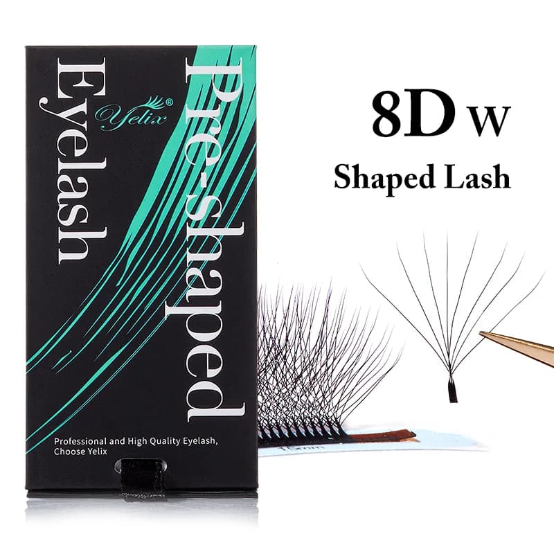 Természetes puha 3D-8D W alakú előkészített legyezőszempillák