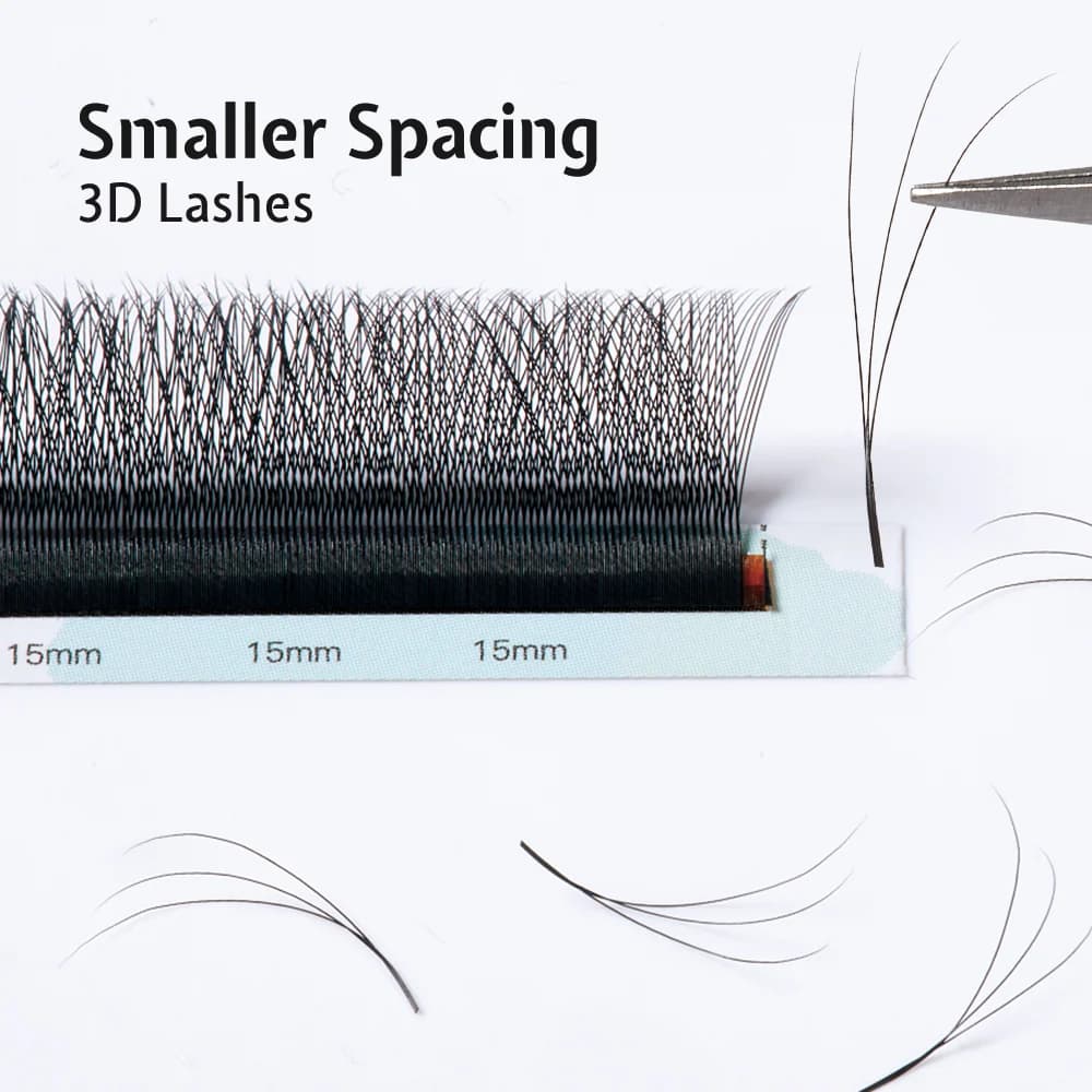 3D W-alakú kisebb térközű előre gyártott volume szempillák