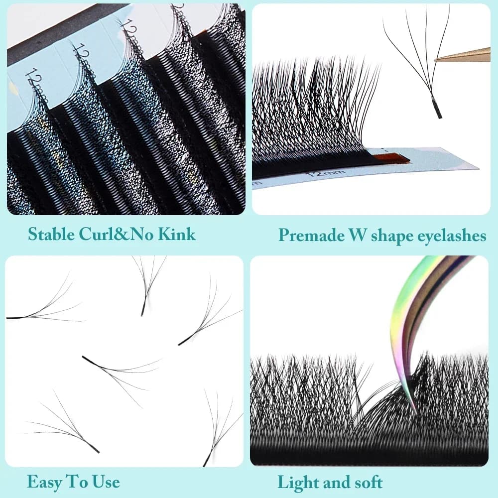 W Alakú 4D Előre Kész Ventilátorok 0.07mm D Göndör
