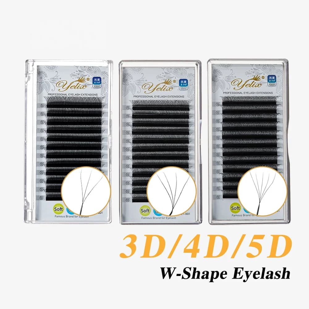 YY és 3D/4D/5D W alakú előre gyártott kötetes pillák