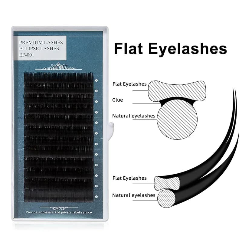Lapos elliptikus, osztott hegyű műszempilla toldás 0.15mm 0.20mm
